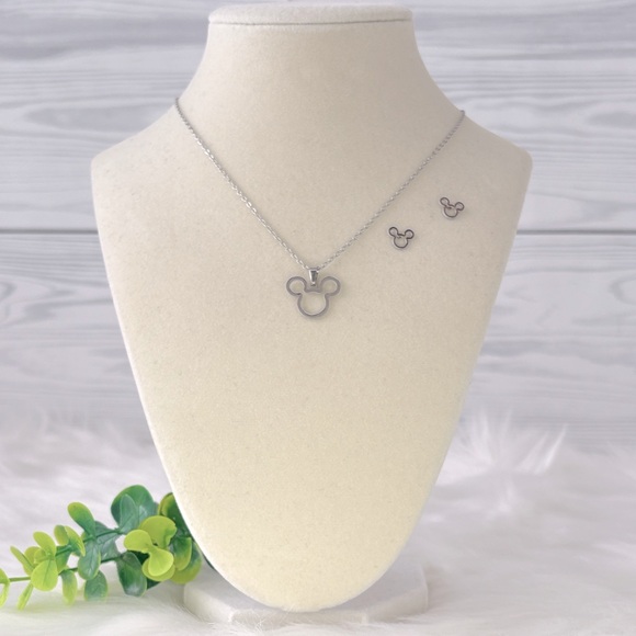 Mickey Mouse Stainless Steel Necklace and Earring Set - Picture 2 of 11